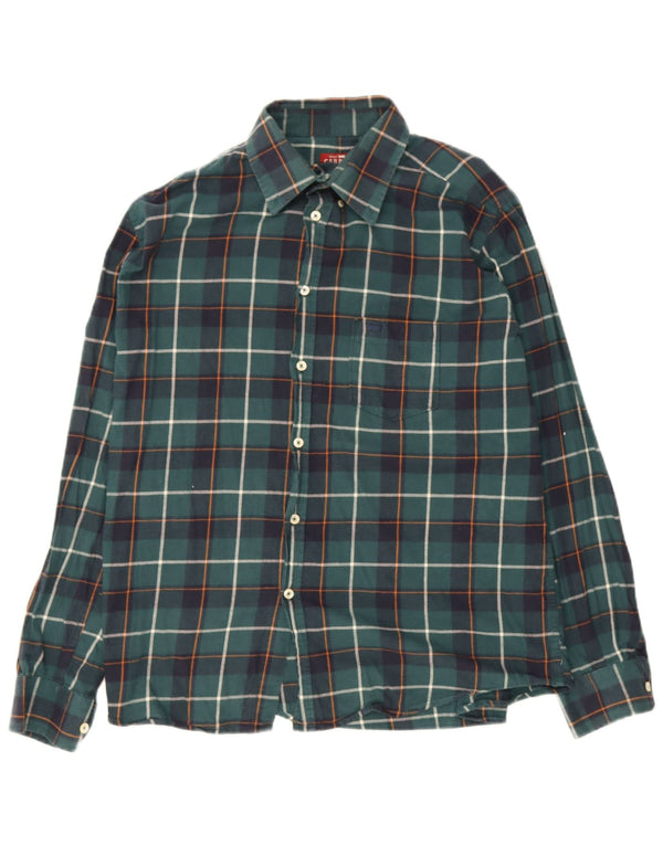 Carrera Camisa de franela de ajuste regular para hombre XL Algodón a cuadros verdes