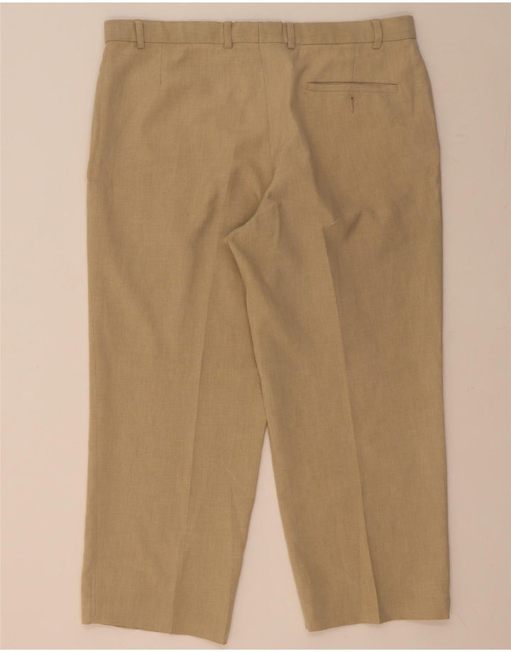 Marks & Spencer Pantalón de traje recto para hombre W38 L26 Poliéster beige