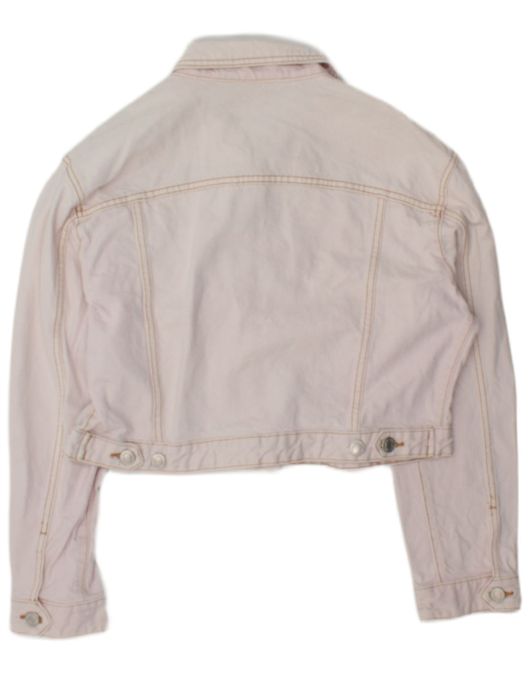 Zara Mujer Crop Denim Chaqueta UK 46 Grande Rosa Algodón
