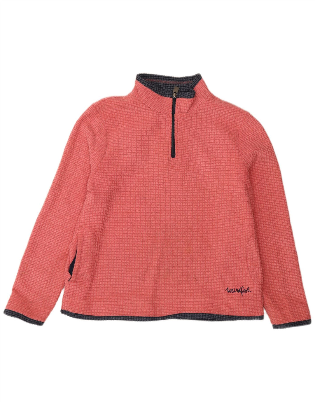 Weird Fish Jersey de forro polar con cuello y cremallera para mujer, talla 40, poliéster rosa grande