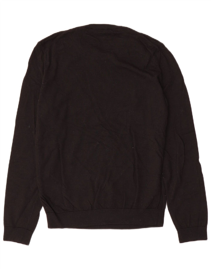 Hugo Boss Hombre Jersey De Cuello Redondo Jersey De Lana Negra Mediana