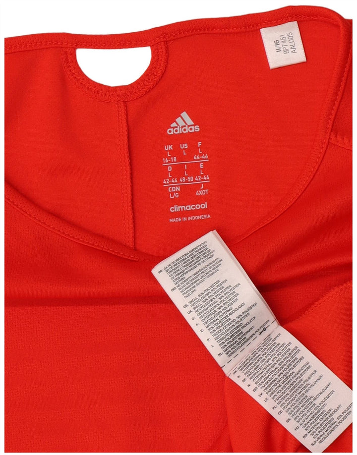 Adidas Mujer Climacool Camiseta Top UK 16/18 Grande Naranja Poliéster