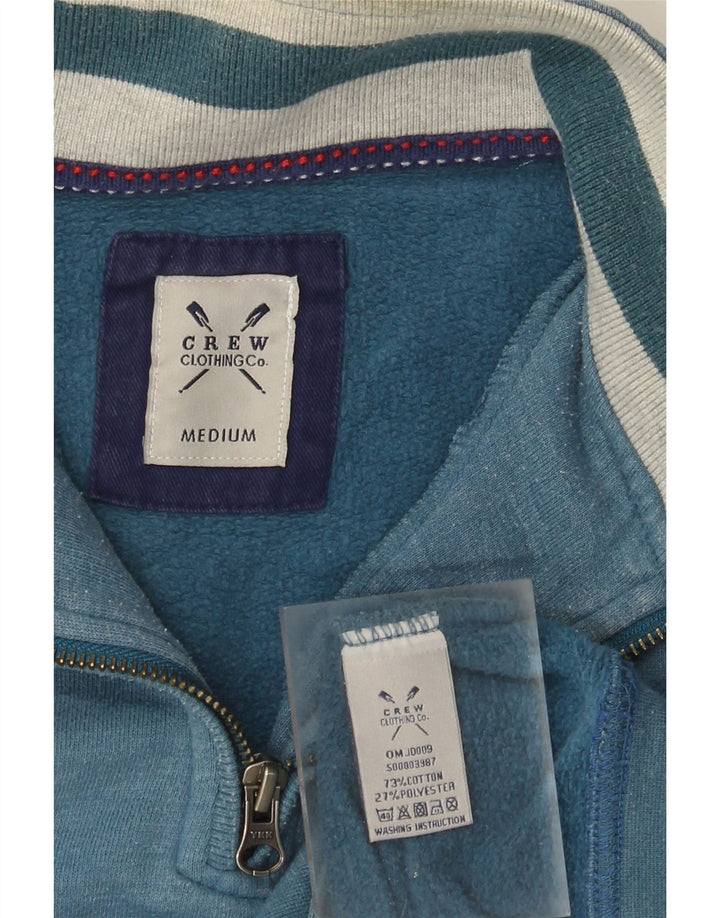 Crew Clothing - Sudadera con cuello y cremallera para hombre, jersey de algodón azul medio