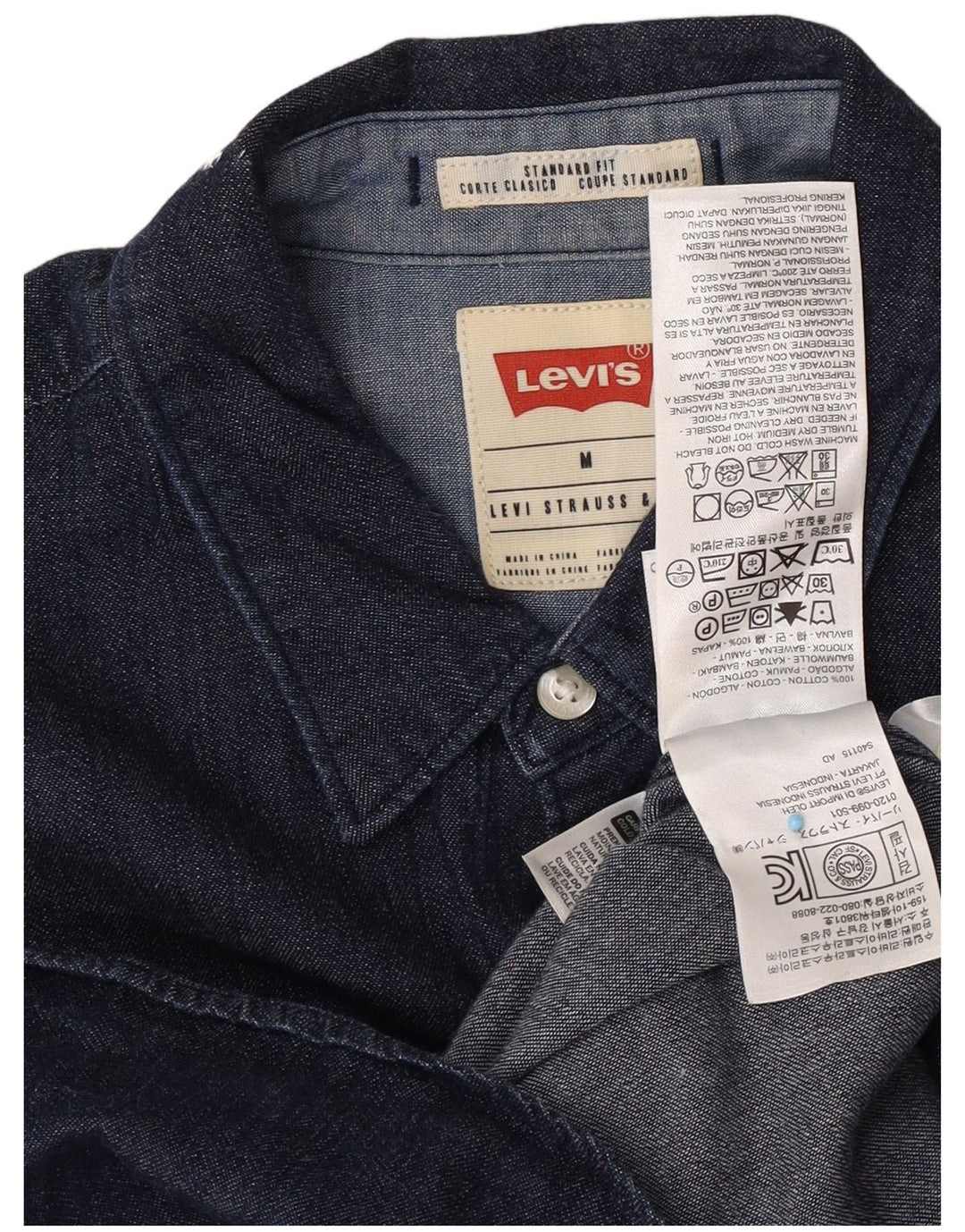Levi's Camisa vaquera de corte estándar para hombre de algodón azul marino medio