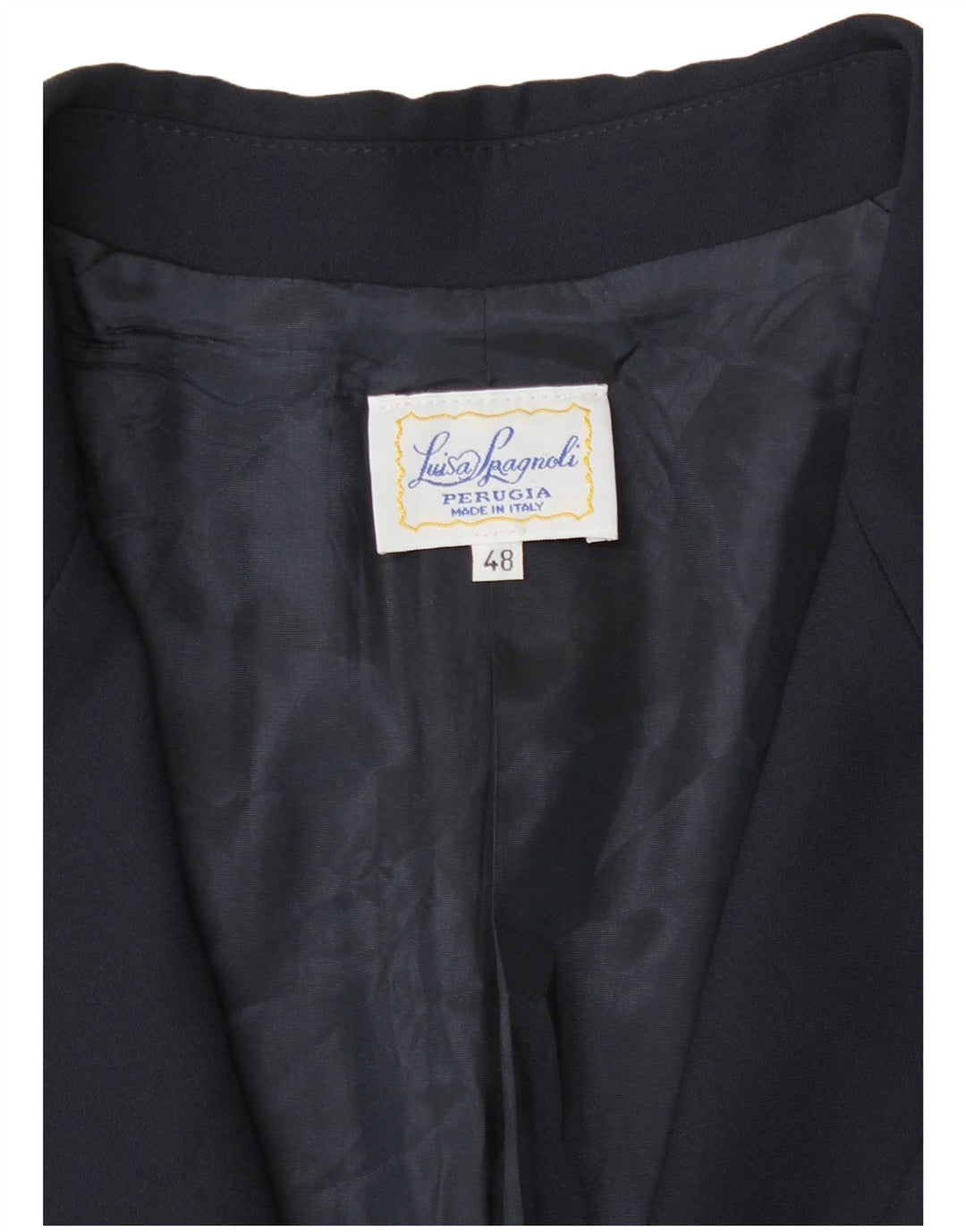 Luisa Spagnoli Chaqueta blazer de 1 botón para mujer IT 48 XL Acetato azul marino