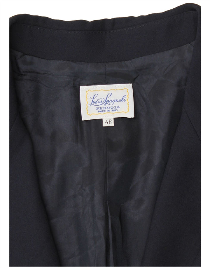 Luisa Spagnoli Chaqueta blazer de 1 botón para mujer IT 48 XL Acetato azul marino
