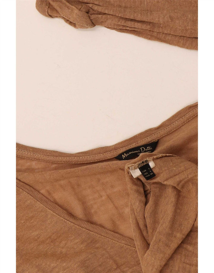 Massimo Dutti Top Mujer Manga Larga UK 44 Grande Marrón Moteado