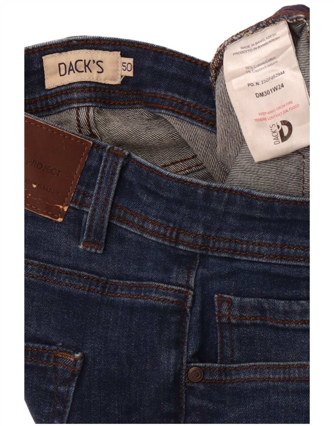 DACK'S Jeans rectos para hombre IT 50 Large W34 L31 Algodón azul marino