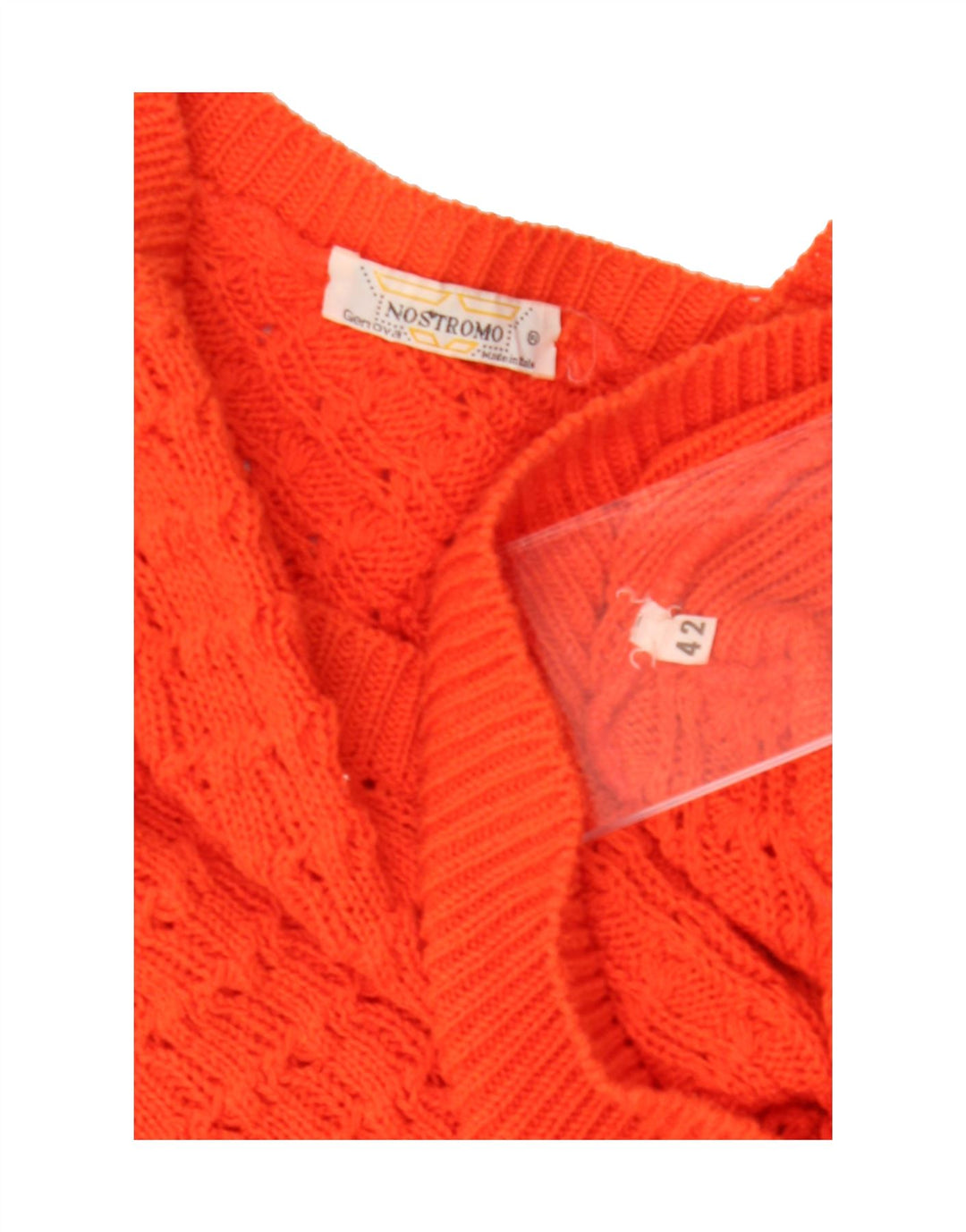 VINTAGE Womens Short Sleeve V-Neck Jumper Sweater IT 42 Medium Orange Vintage Vintage and Second-Hand Vintage from Messina Hembry 