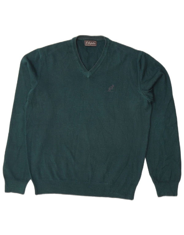 AUSTRALIAN L'ALPINA Jersey de hombre con cuello en V de lana verde medio