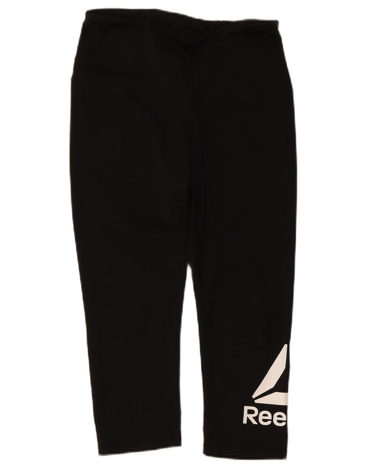 Reebok Leggings Capri Gráficos para Mujer Reino Unido 12 Mediano Negro
