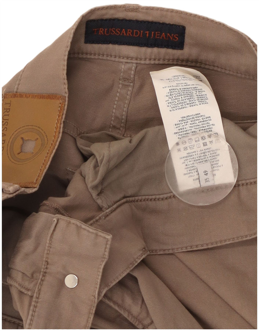 Pantalón Casual Hombre Trussardi Recto W35 L33 Poliéster Beige