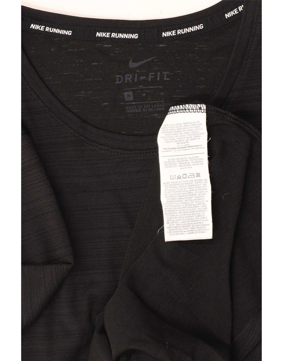 Nike Camiseta Dri Fit para Hombre Top Mediano Negro Poliéster a Rayas