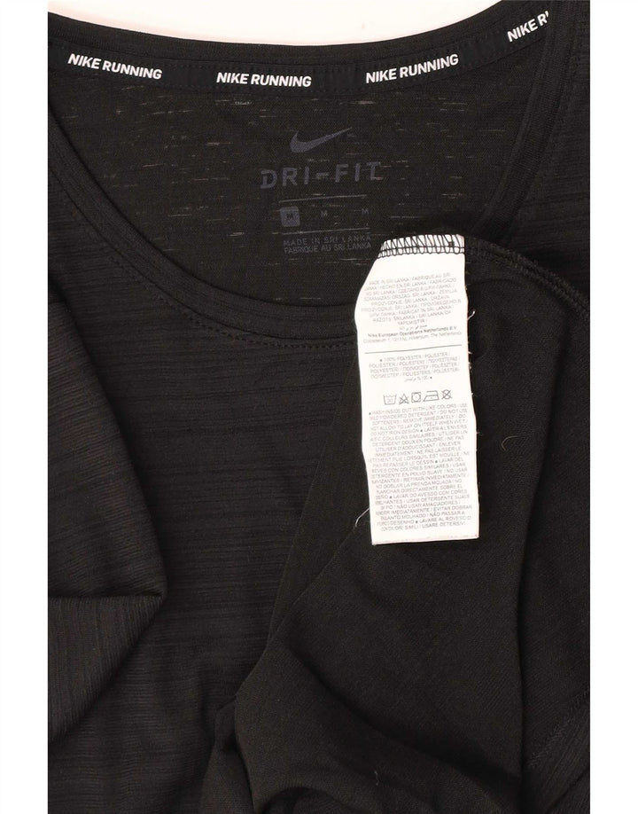 Nike Camiseta Dri Fit para Hombre Top Mediano Negro Poliéster a Rayas