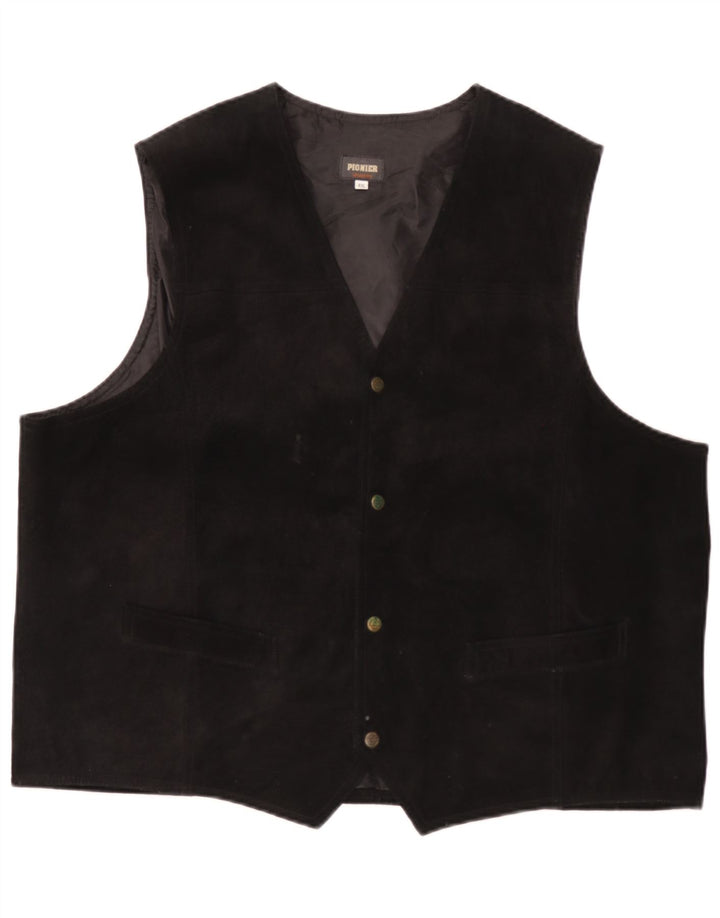 Pionier Chaleco de ante para hombre 4XL Negro