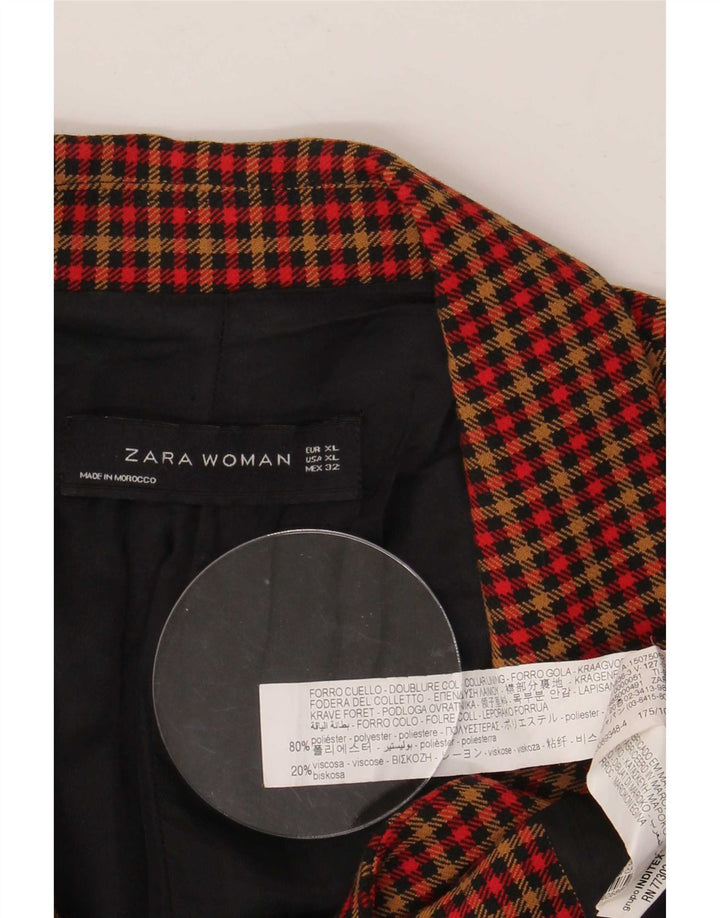 Zara Mujer Chaqueta Blazer De 2 Botones UK 40 XL Poliéster A Cuadros Multicolor