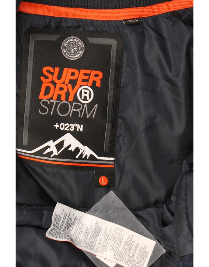 Superdry Chaqueta acolchada con capucha para hombre UK 40 Large Poliéster moteado azul marino