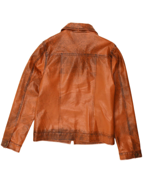 VINTAGE Chaqueta de cuero para mujer Reino Unido 14 Marrón grande
