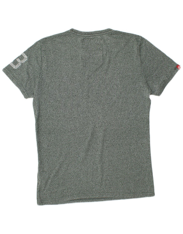 SUPERDRY Hombre Camiseta gráfica Top de algodón moteado verde medio