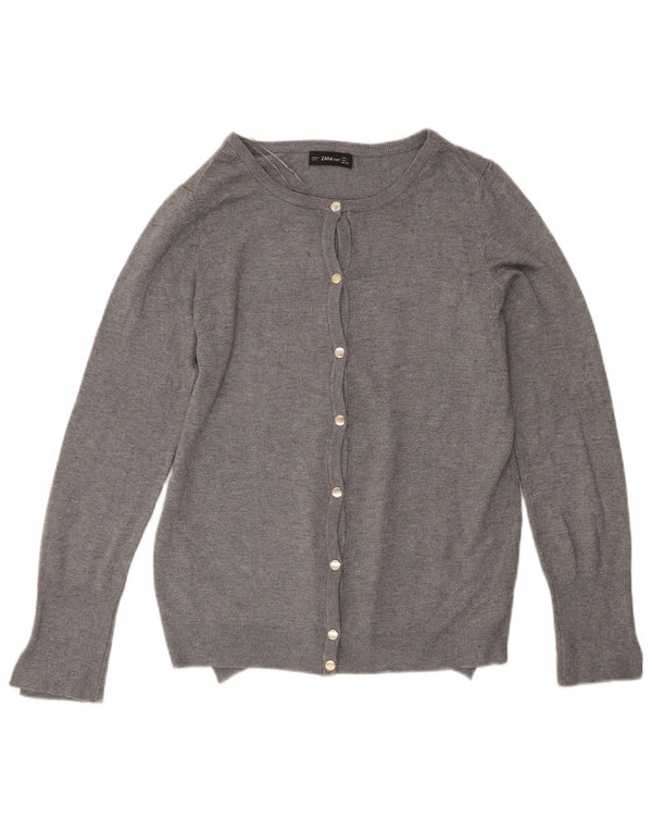 Zara Mujer Cárdigan Suéter UK 44 Grande Viscosa Gris