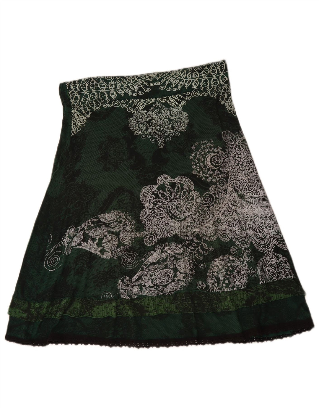 Falda Desigual A-Line Mediana W30 Verde Floral