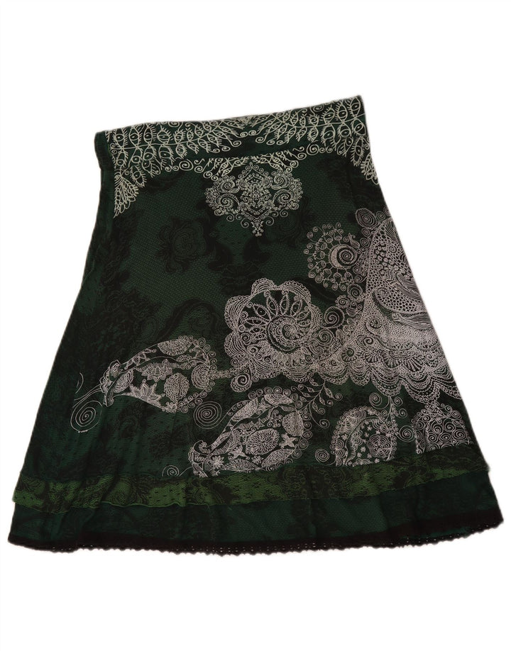 Falda Desigual A-Line Mediana W30 Verde Floral