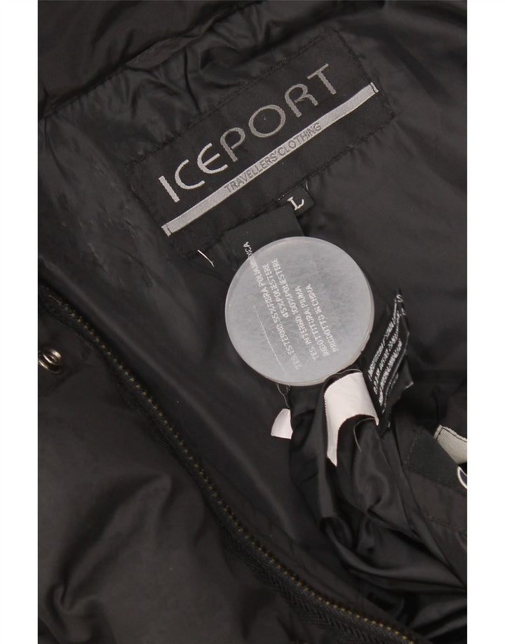 Iceport Chaqueta acolchada con capucha para mujer UK 40 Large Poliamida negra