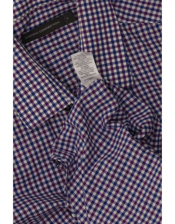 Camisa de corte estándar para hombre de French Connection, talla grande, de algodón a cuadros en color azul