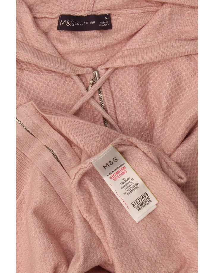 Marks & Spencer Suéter con capucha y cremallera para mujer UK 44 Viscosa rosa mediana