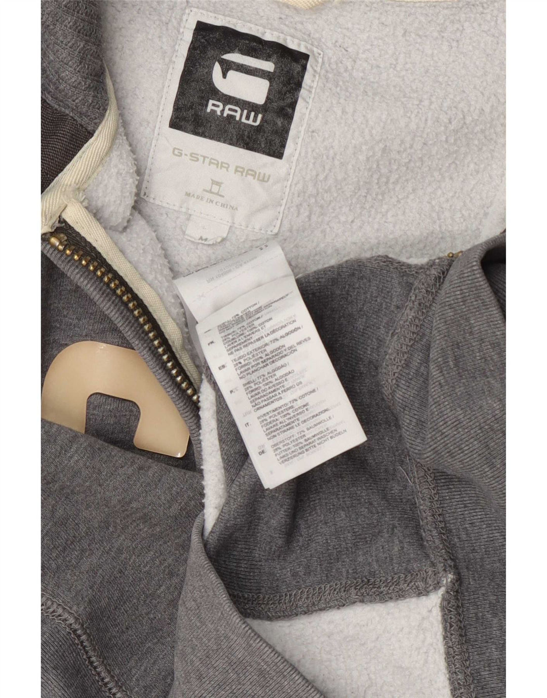 G-Star Hombre Sudadera con capucha y cremallera gráfica de algodón gris medio