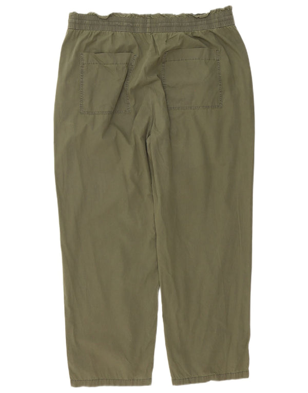 Marks & Spencer Pantalones Sueltos de Cintura Alta para Mujer UK 18 XL W38 L28 Caqui