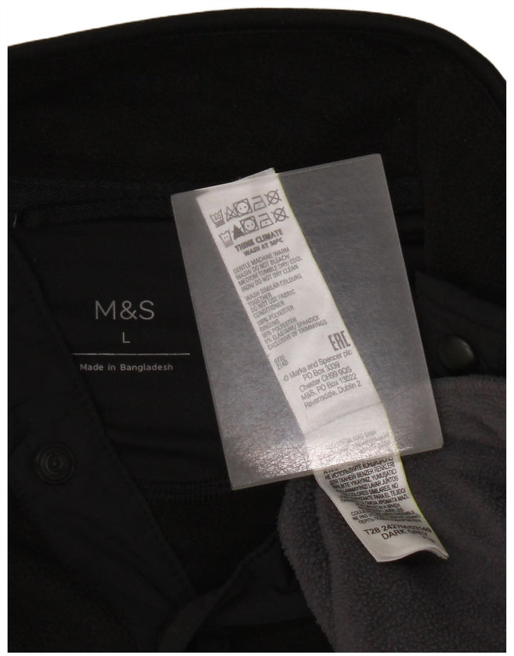 Marks & Spencer Jersey de forro polar con cuello abotonado para hombre, talla grande, color gris