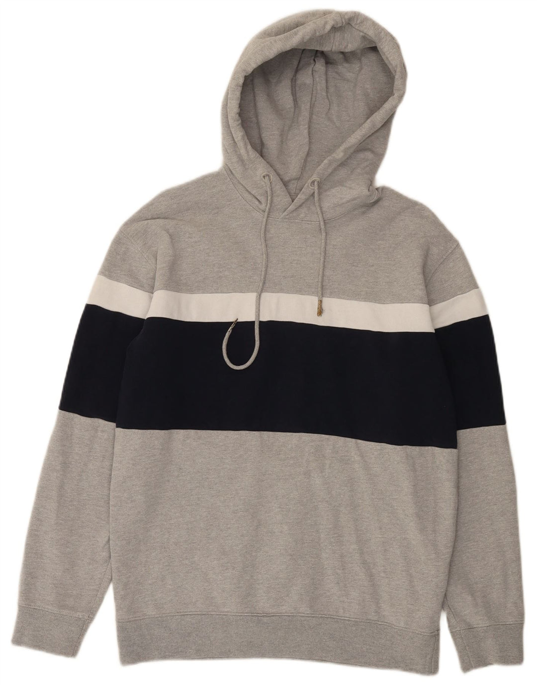 Zara Hombre Sudadera Con Capucha Jersey De Algodón Color Block Gris Medio