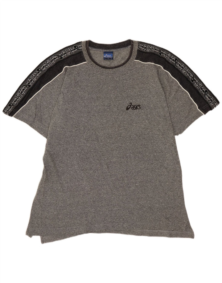 ASICS Camiseta gráfica para hombre Top grande gris color block algodón