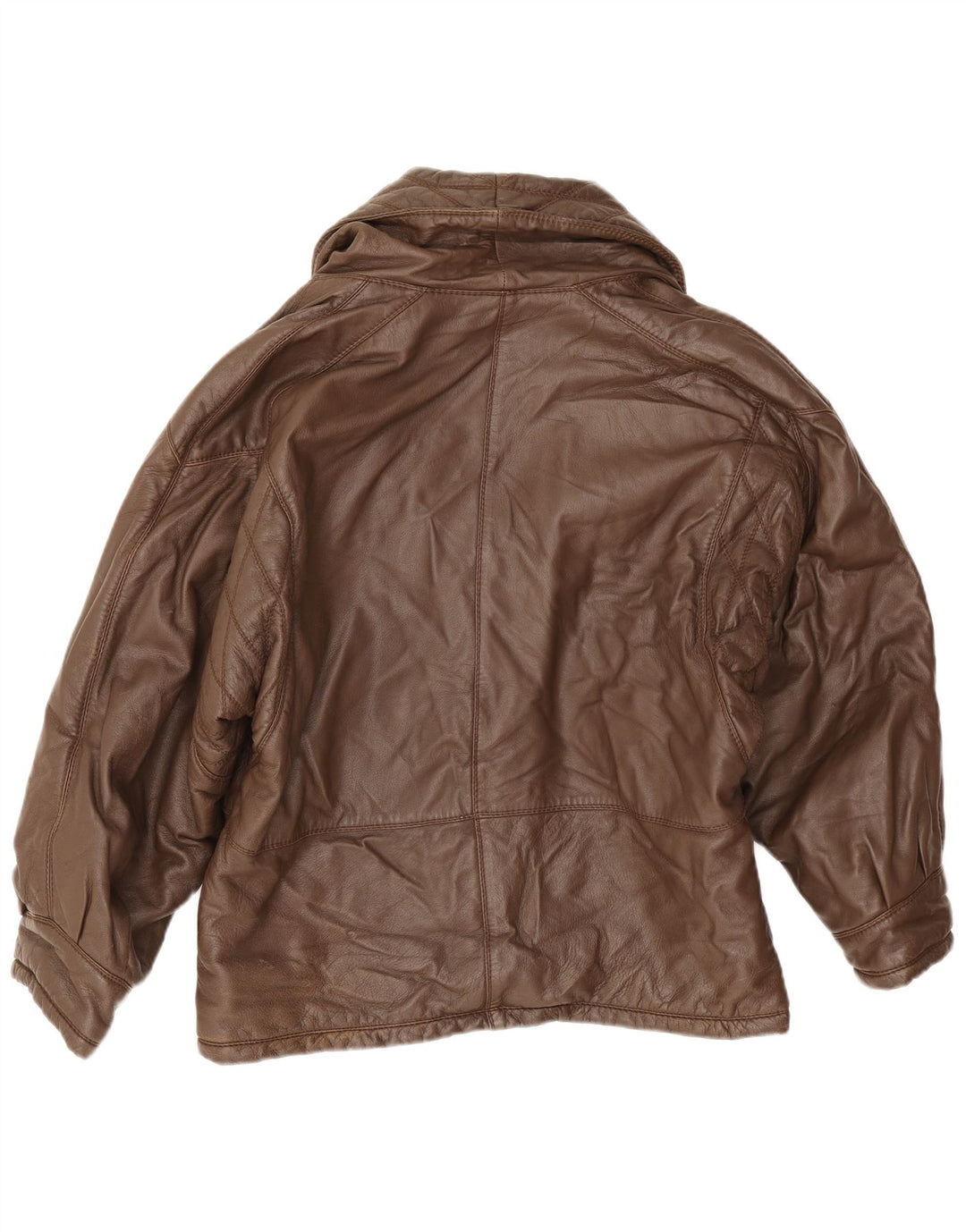 Carla Buti Chaqueta de cuero extragrande para mujer IT 46 Large Brown