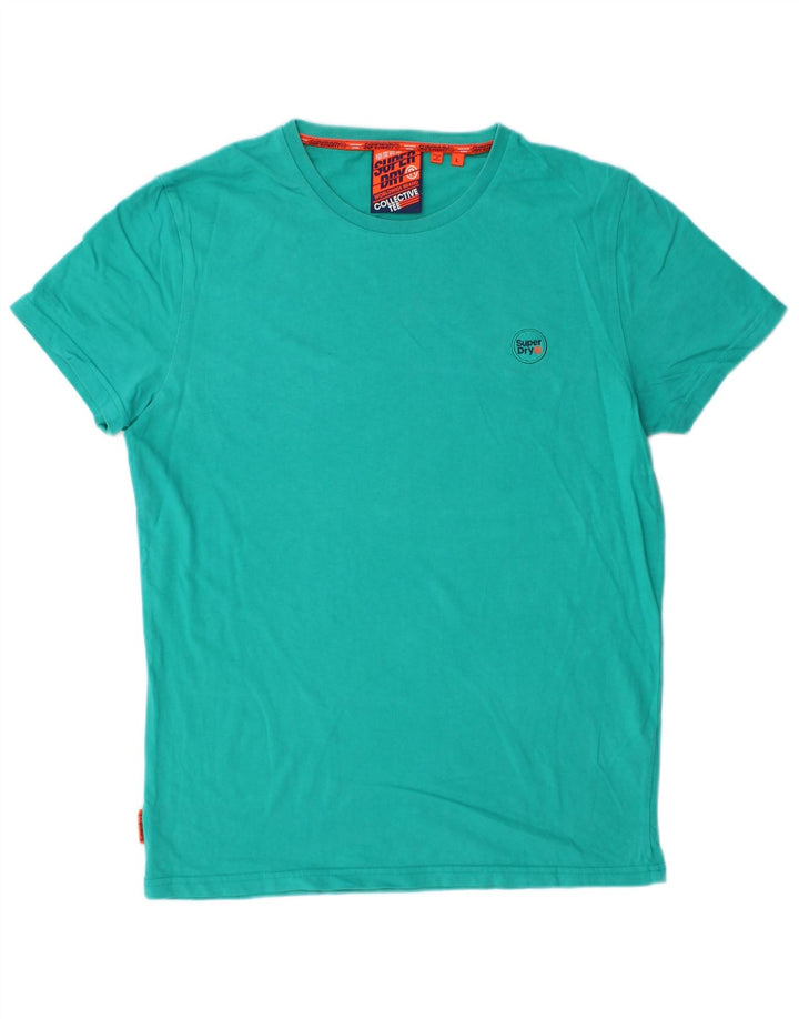SUPERDRY Hombre Camiseta Top Grande Turquesa Algodón