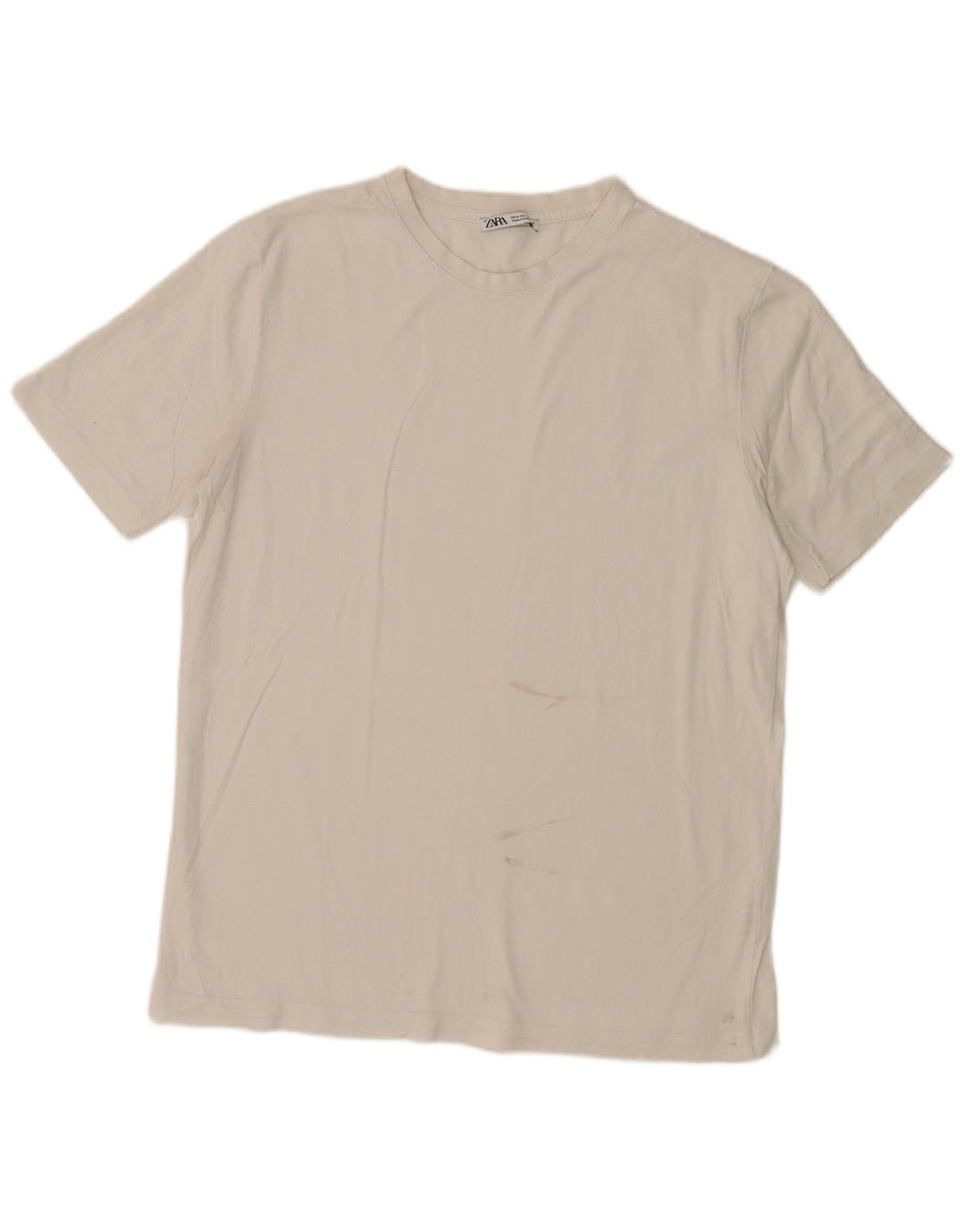 Zara Hombre Camiseta Top Medium Blanco Algodón