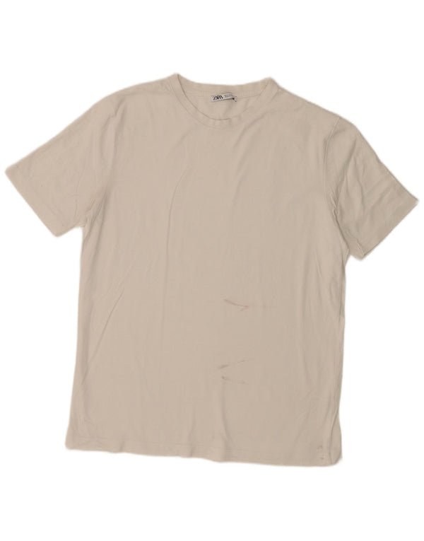 Zara Hombre Camiseta Top Medium Blanco Algodón
