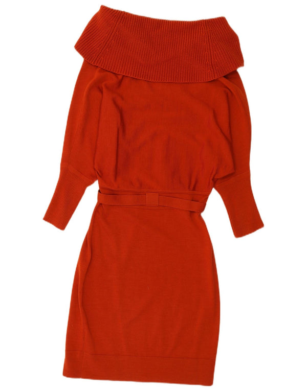 Karen Millen Vestido tipo jersey de manga larga con cuello vuelto para mujer UK 2 2XS Lana roja