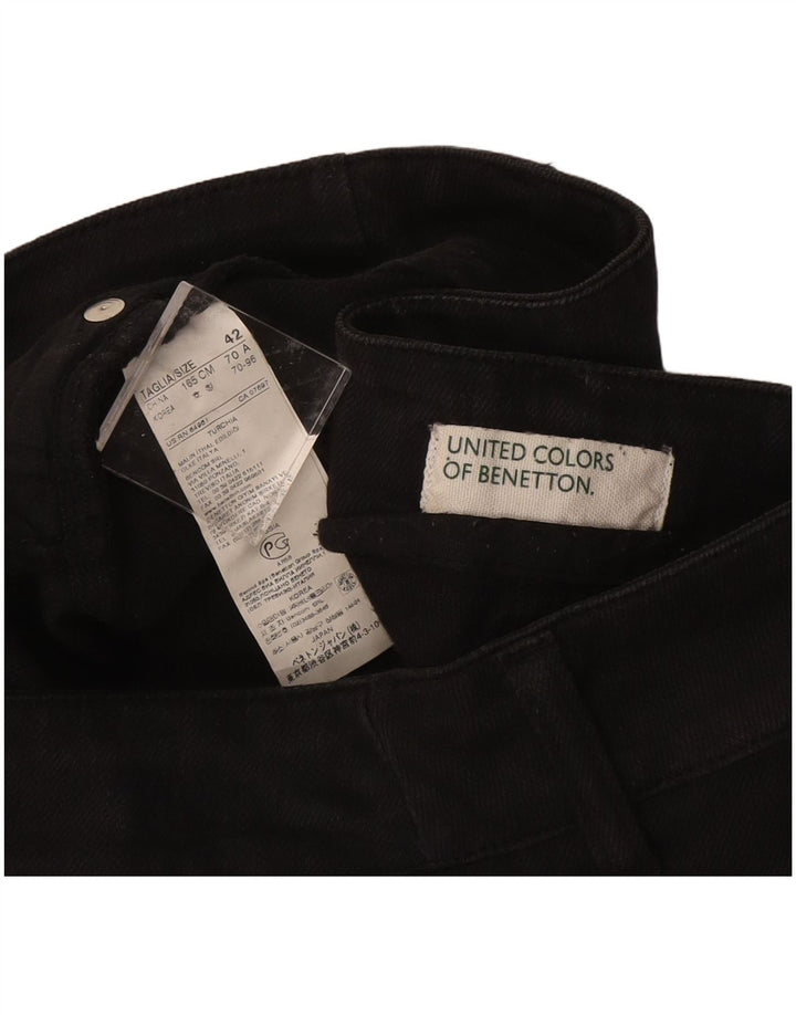 Benetton Pantalones Casuales De Talle Bajo IT 42 Medium W30 L34 Negro Algodón