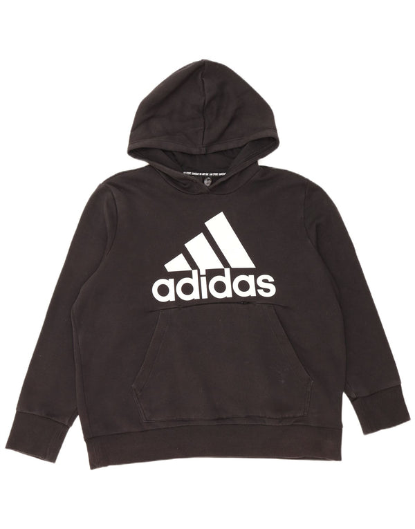 ADIDAS Jersey con capucha gráfico para mujer UK 24/26 2XL Algodón negro