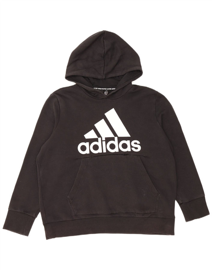 ADIDAS Jersey con capucha gráfico para mujer UK 24/26 2XL Algodón negro