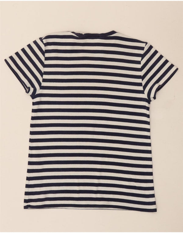 Ralph Lauren Camiseta para Mujer Top UK 40 Grande Blanco Rayas Algodón Náutico