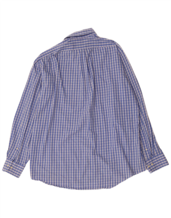 Chaps Camisa de ajuste clásico para hombre, talla 16 1/2, algodón a cuadros azul grande