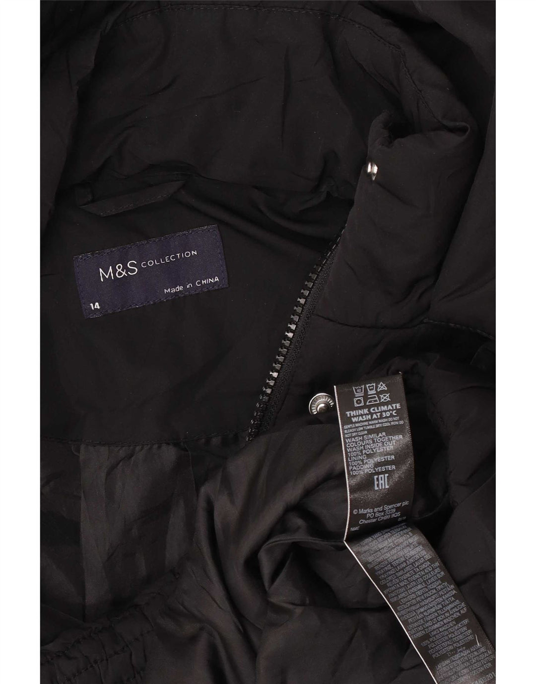 Marks & Spencer Chaqueta Acolchada Extragrande con Capucha para Mujer UK 44 Grande Negro