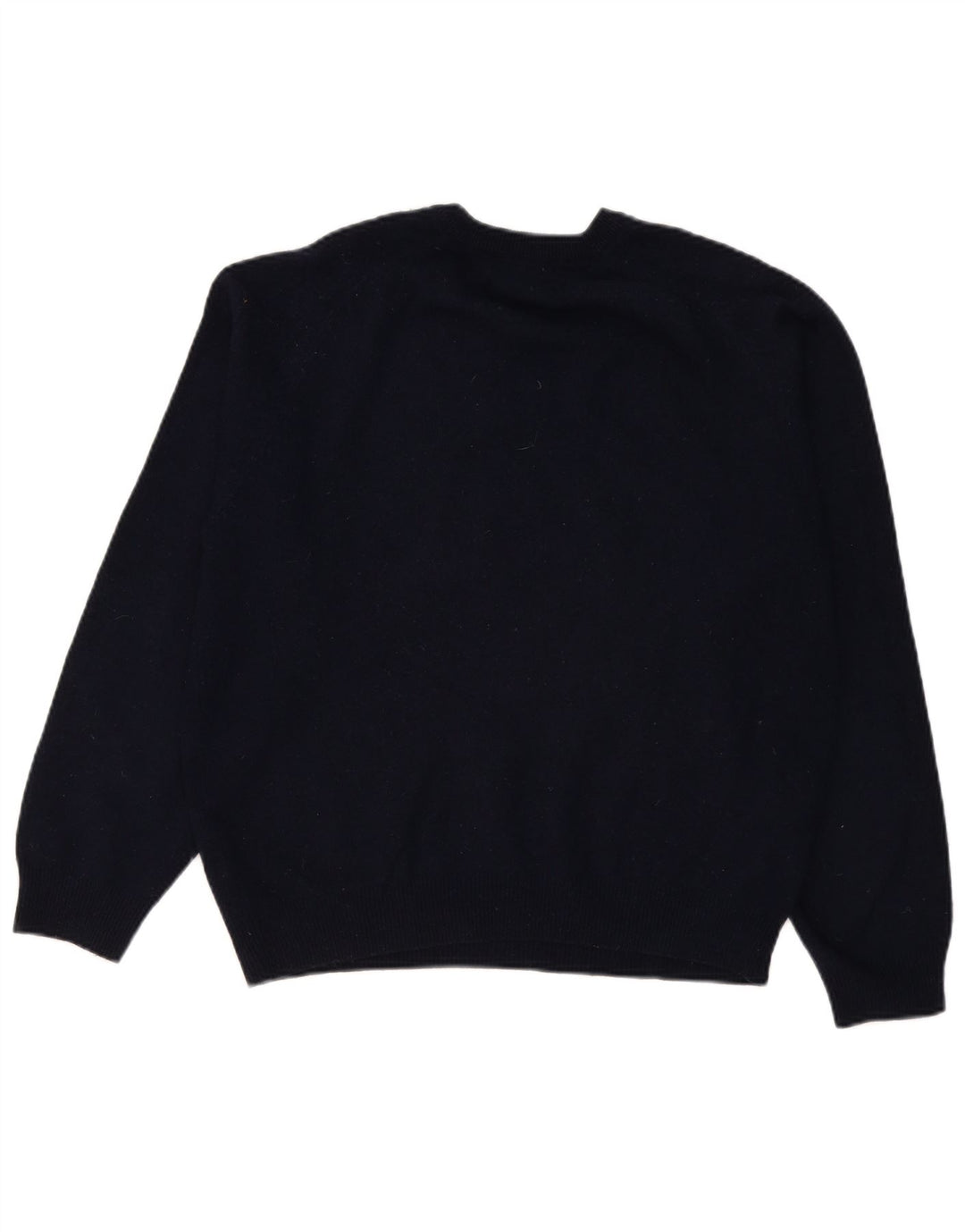 Marks & Spencer Jersey con cuello en V para hombre, talla grande, lana de cordero azul marino