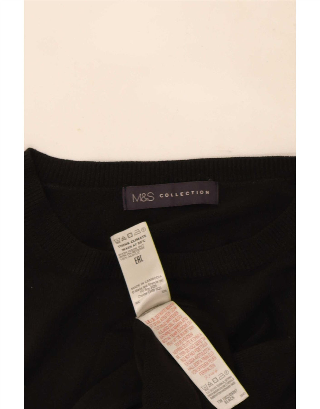 Marks & Spencer - Jersey de cuello redondo para mujer, talla 40, talla mediana, acrílico negro