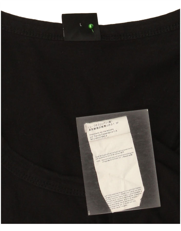 Hugo Boss Hombre Camiseta Sin Mangas Estampada Grande Algodón Negro