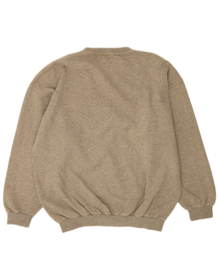 Vintage hombres sudadera gráfica jumper grande gris geométrico algodón