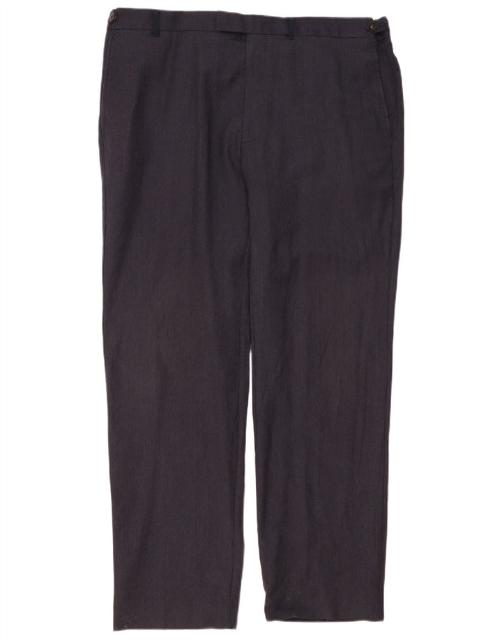 Marks & Spencer Pantalón de traje de corte regular para hombre W42 L33 Lana azul marino